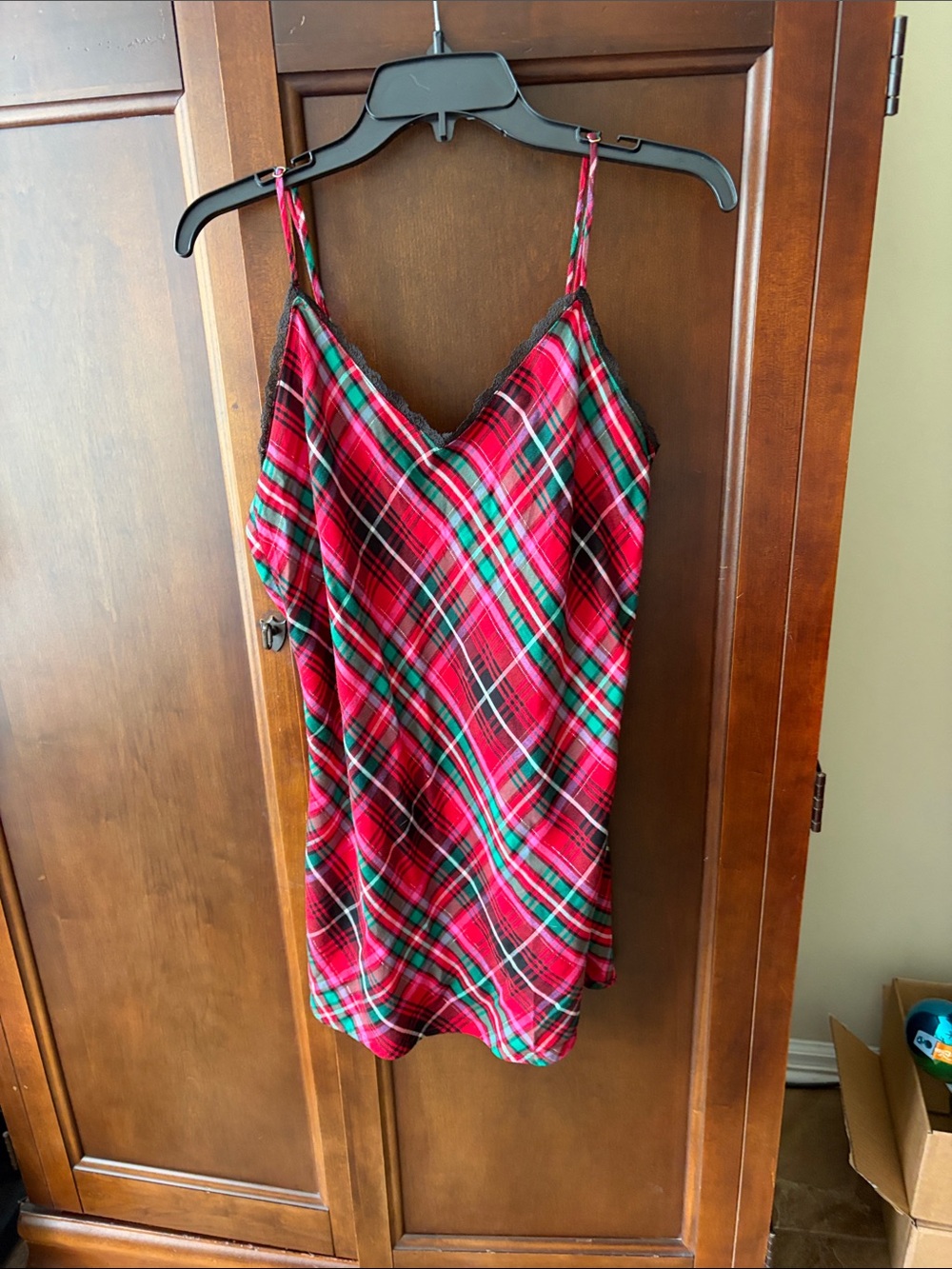 Victoria’s Secret Red Plaid Satin Cami nightgown
